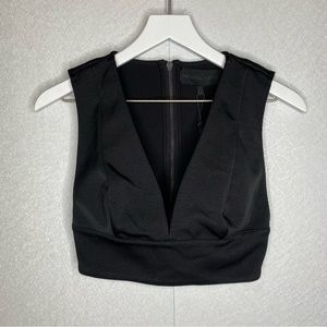 Kendall + Kylie Black V Neck Crop Top Size XS NWOT